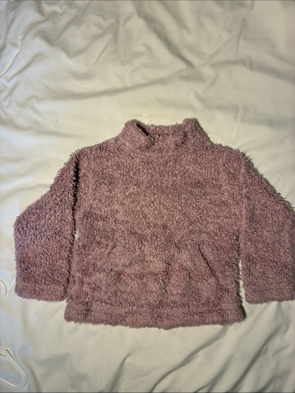 Mini Boden Plush Mock Neck Hoodie - Mauve Pink